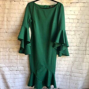 NWOT never been worn Vfshow Vfemage Jade Green Flare Arm Midi Dress. Medium